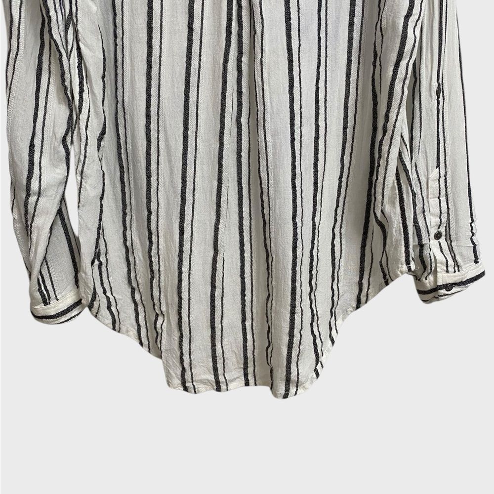 Lucky Brand Women's Striped Henley Top Size S Black White Pocket Soft Beachy - Picture 13 of 16